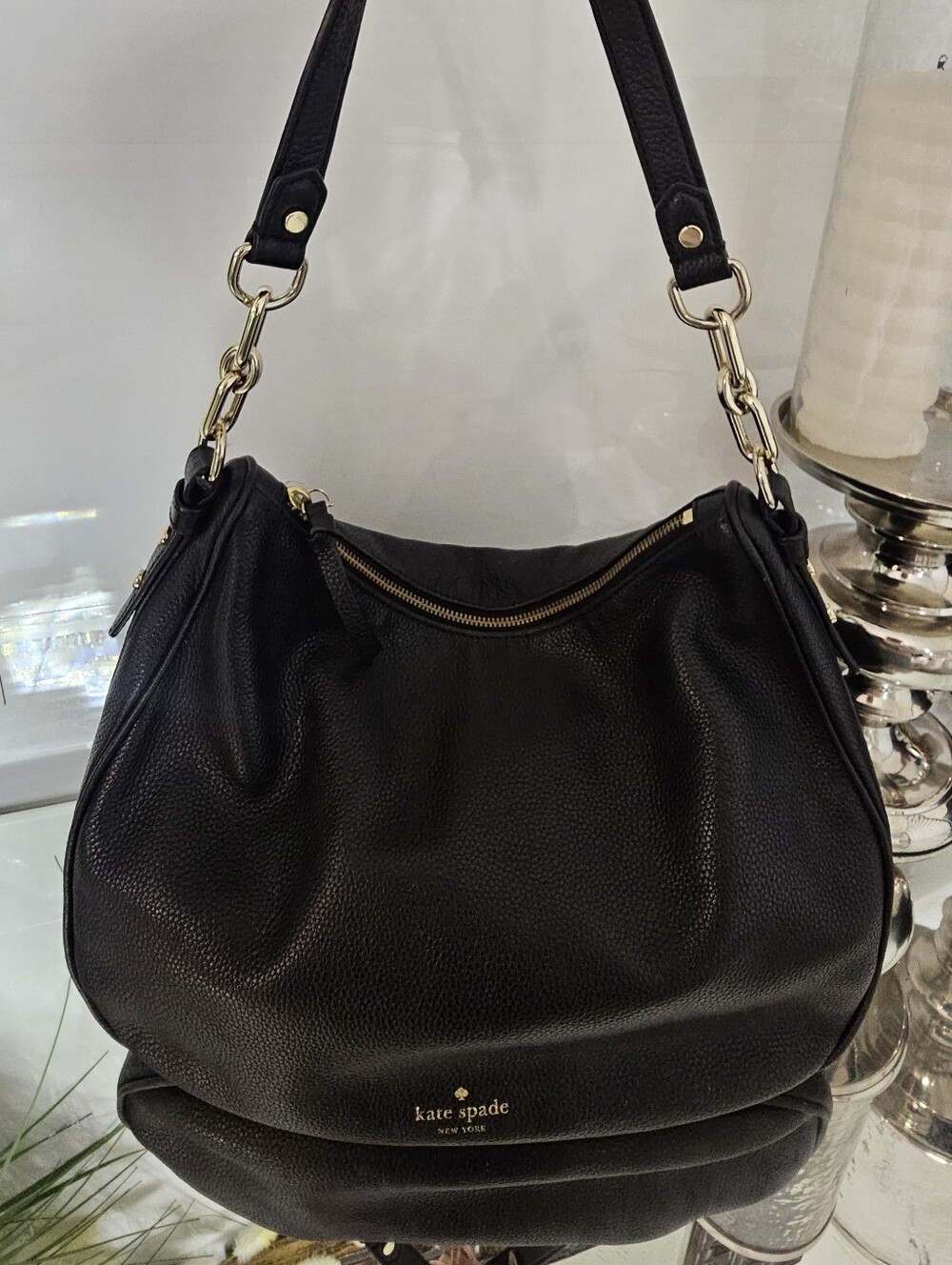Kate Spade New York Vivian Black Pebbled Leather Shoulder Bag